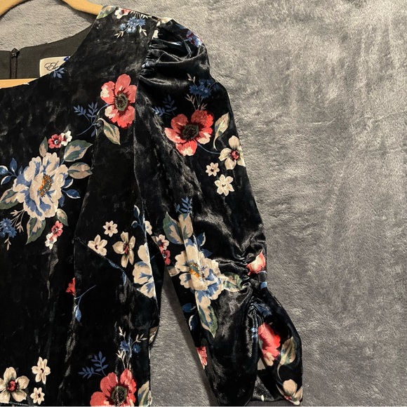 Eliza J. Women Size 12 Black Velvet Dress with Floral Design Dark Romantic - Picture 3 of 14